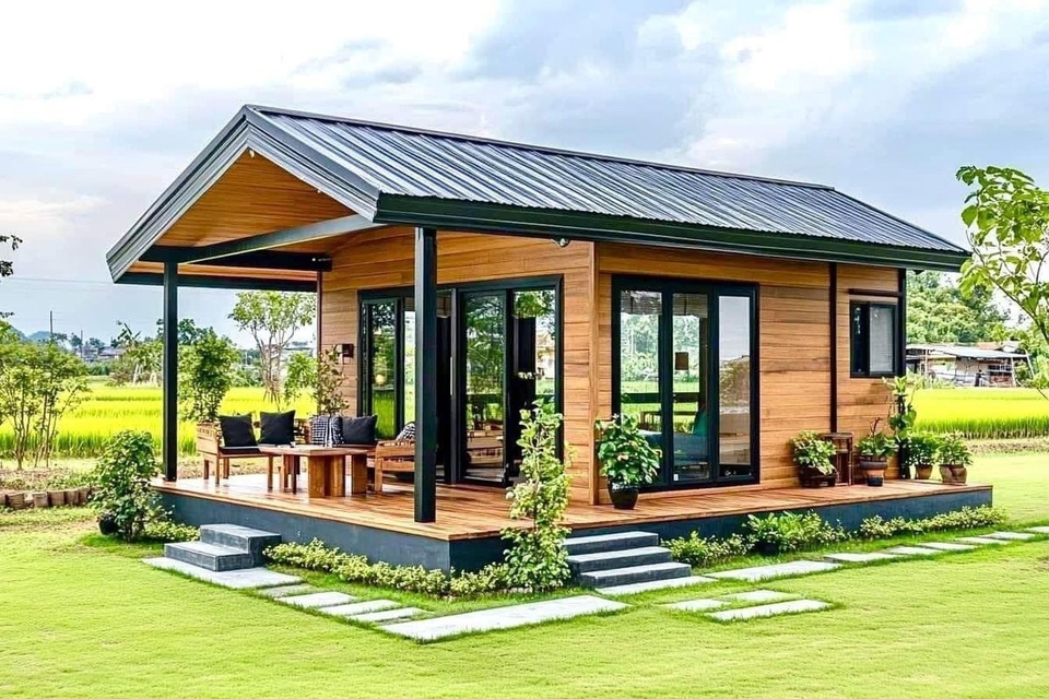 model teras depan rumah panjang ke samping